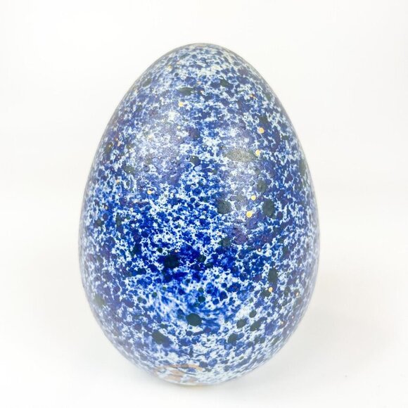Guldkroken Ake Grunditz Ceramic Blue Gold Speckled Egg - Picture 4 of 8